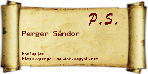 Perger Sándor névjegykártya