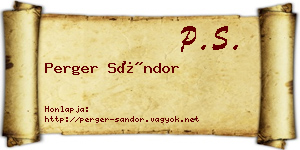 Perger Sándor névjegykártya